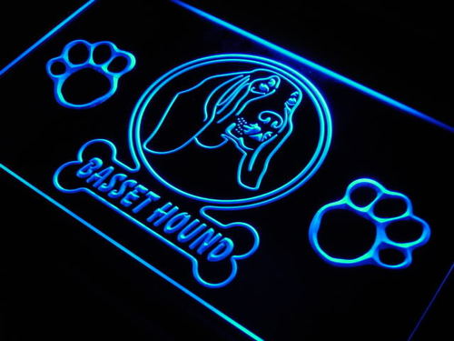 Basset Hound Dog Paw Print Shop Neon Light Sign